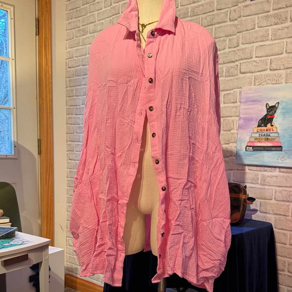 Ces Femme Pink Button-Up Tunic